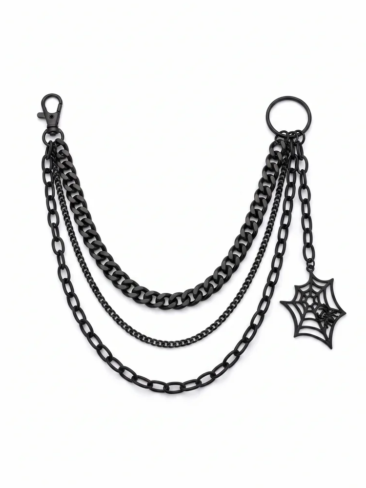 Spider Web Punk Pants Chain – Triple Layer Wallet Chain