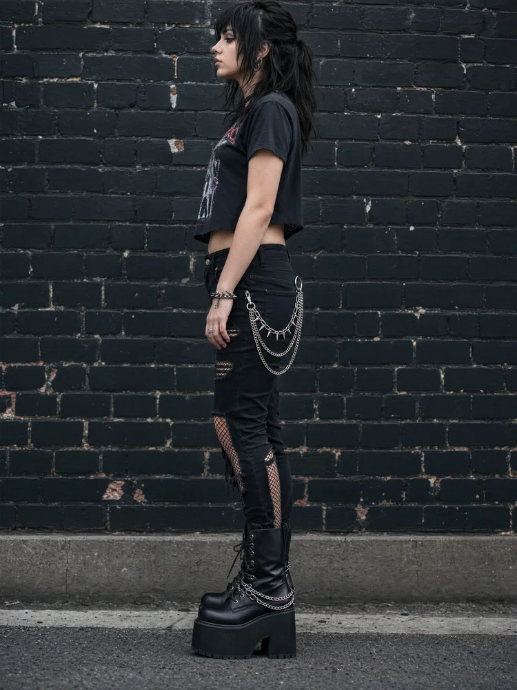 Silver Spike Layered Wallet Chain