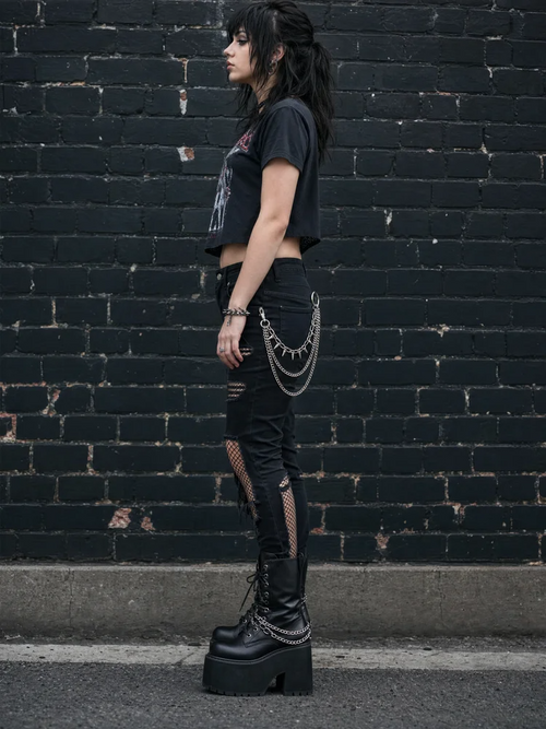 Silver Spike Layered Wallet Chain