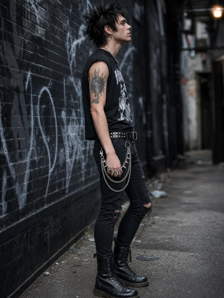 Silver Spike Layered Wallet Chain