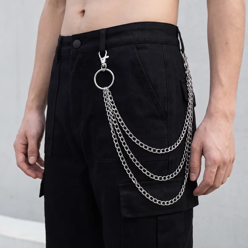 Triple Layered Silver Pants Chain - Stainless Steel Wallet Chain for Men
