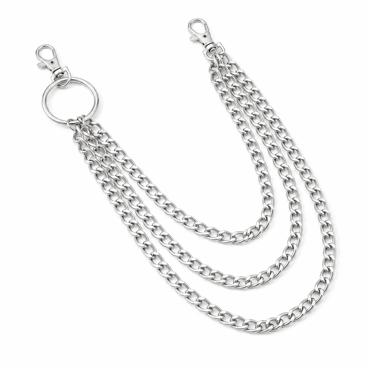Triple Layered Silver Pants Chain - Stainless Steel Wallet Chain for Men