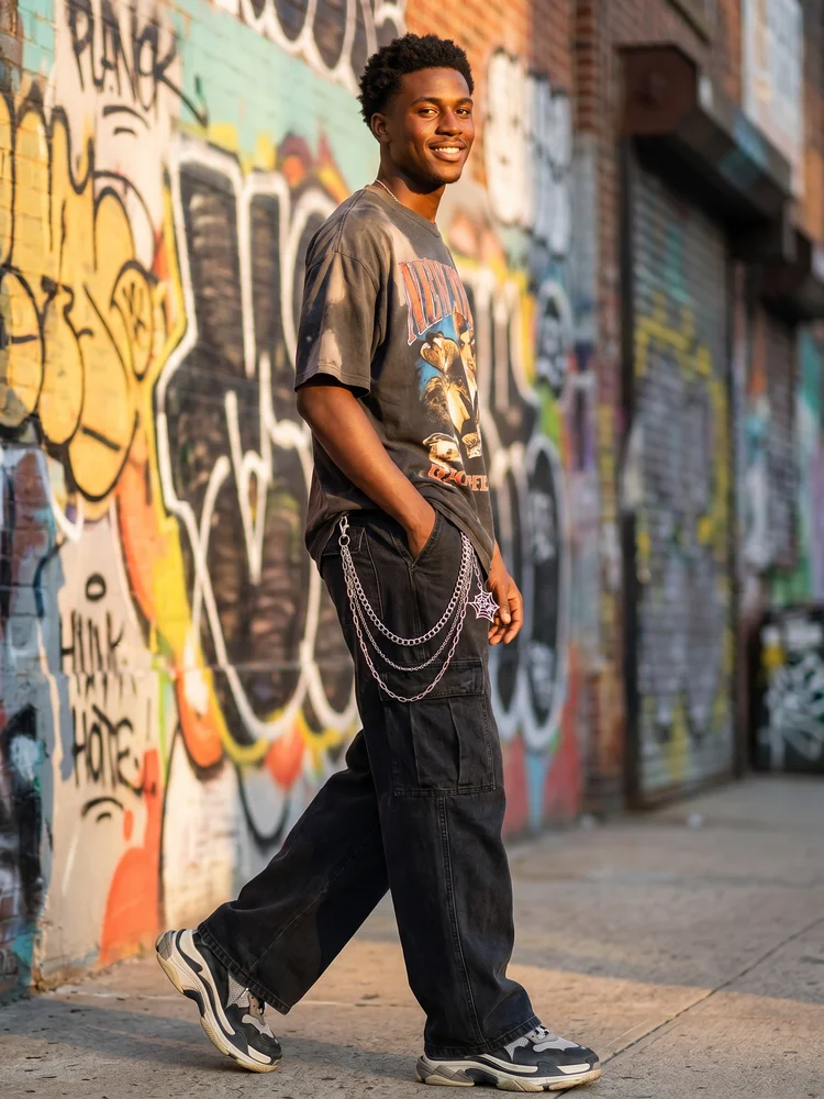 Spider Web Punk Pants Chain – Triple Layer Wallet Chain