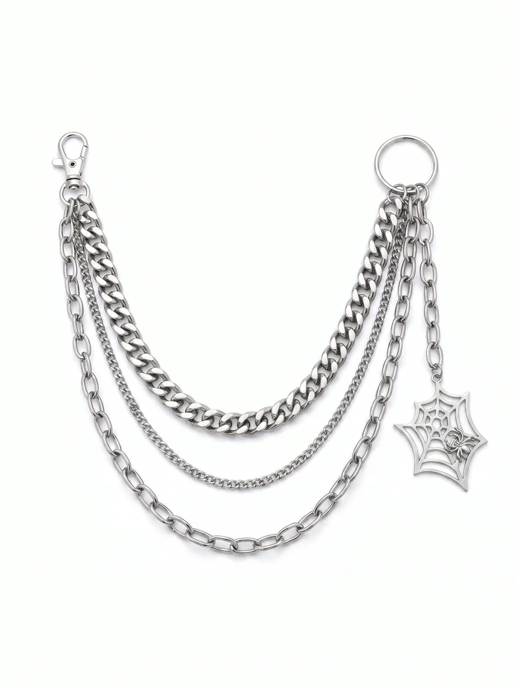Spider Web Punk Pants Chain – Triple Layer Wallet Chain