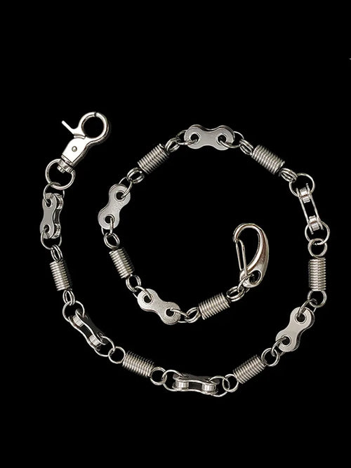 Bike chain pants chain with springs and carabiner