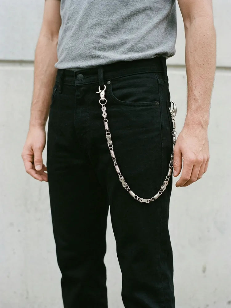 Bike chain pants chain worn on black jeans