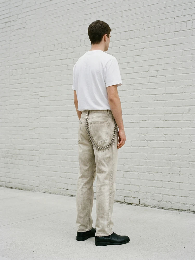 Punk outfit with centipede spike pants chain, men