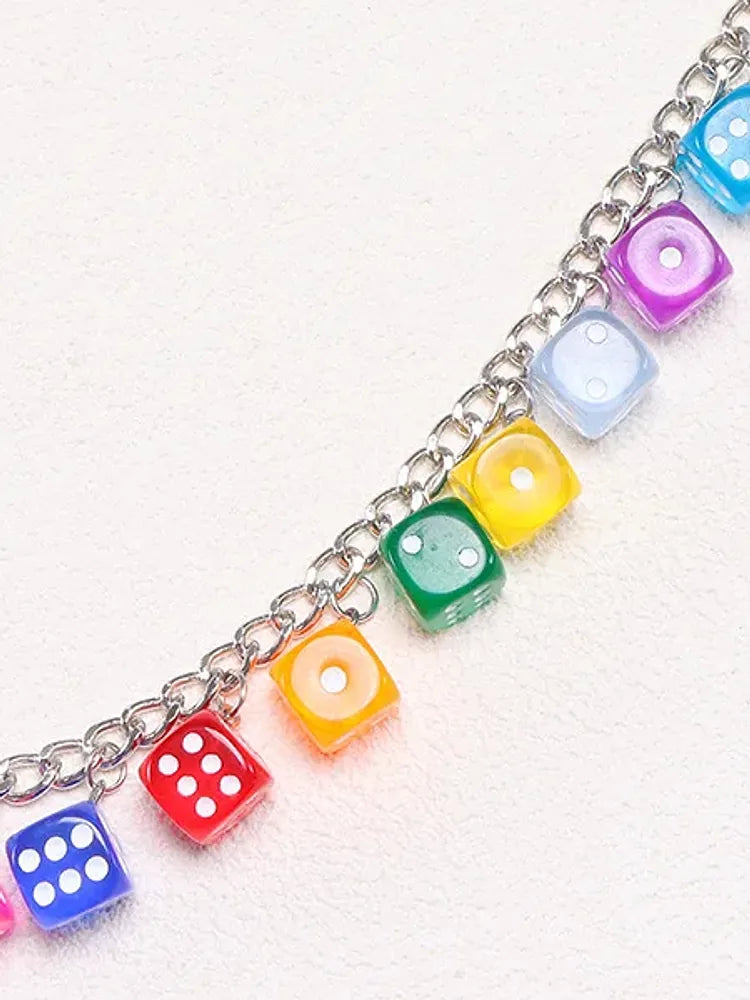 Translucent resin dice charms close-up