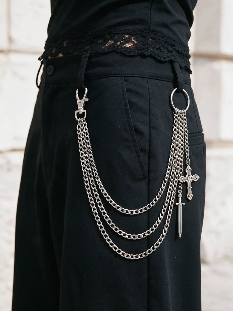 Cross Dagger Silver Wallet Chain