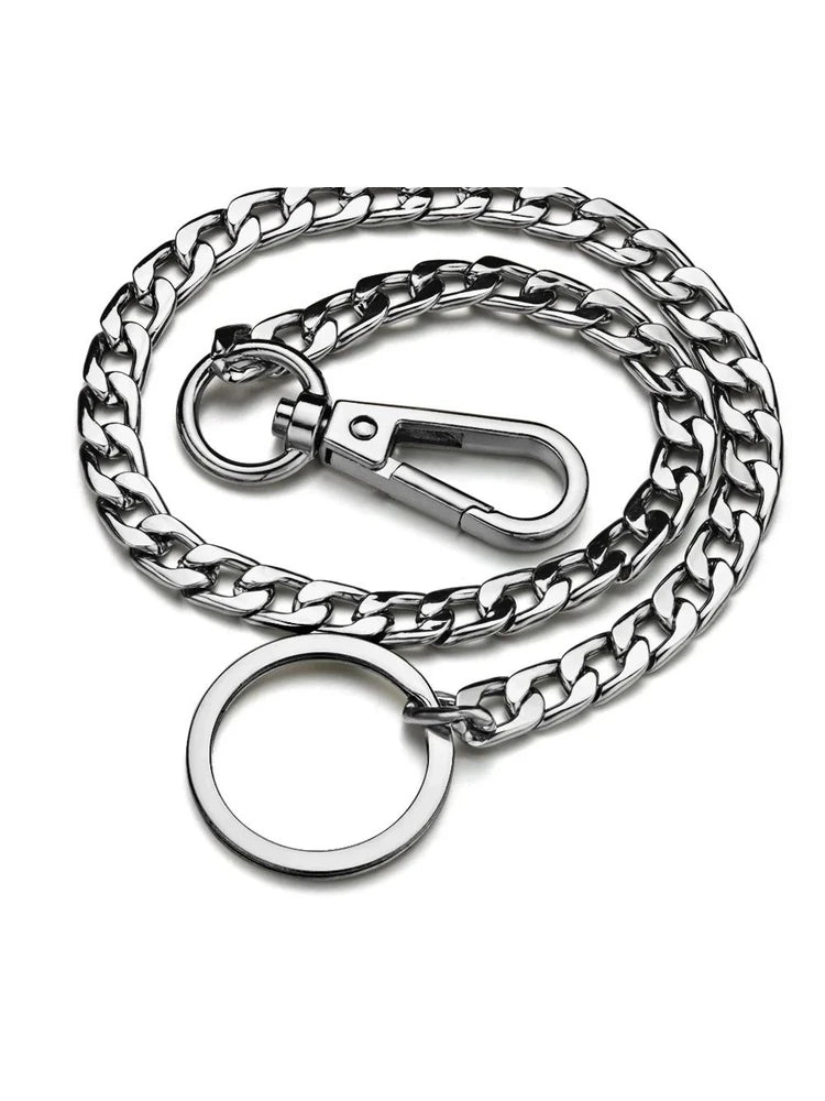 Biker wallet chain with key ring in silver