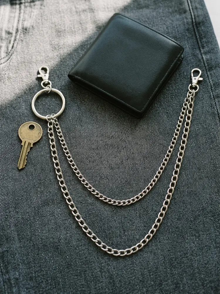 Double Layer Ring Pants Chain – Silver Wallet Chain