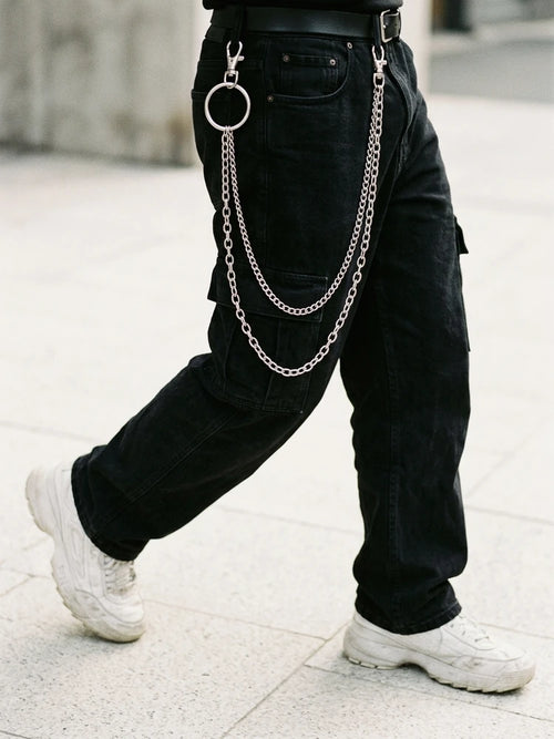 Double Layer Ring Pants Chain – Silver Wallet Chain