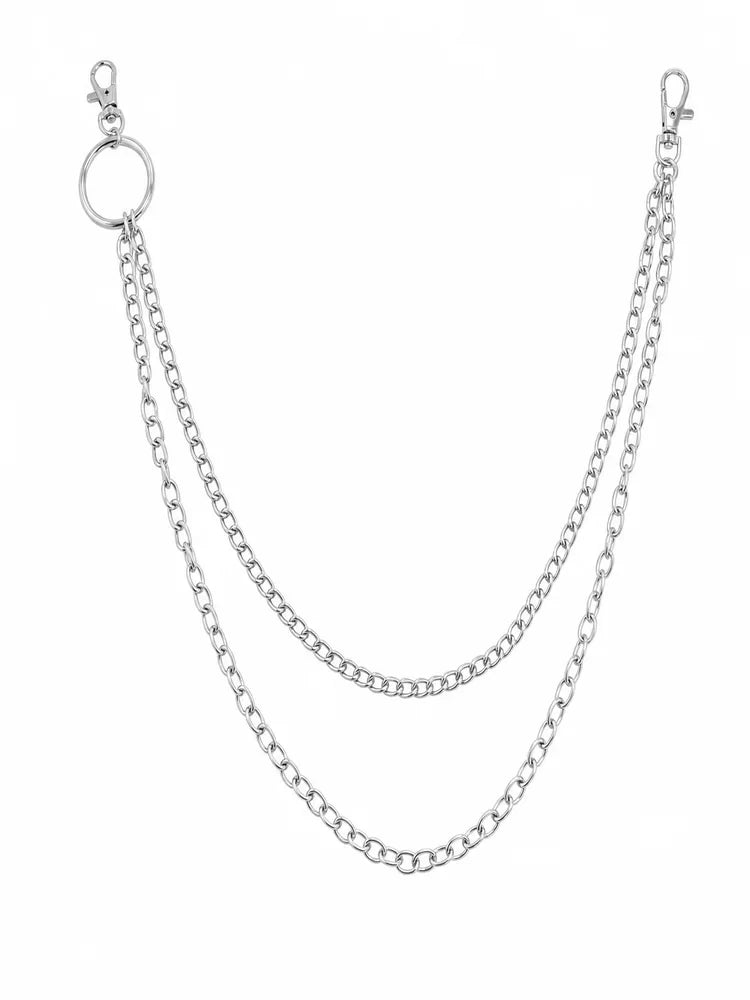 Double Layer Ring Pants Chain – Silver Wallet Chain