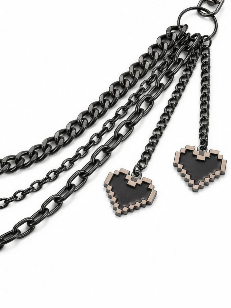 Black Layered Heart Wallet Chain