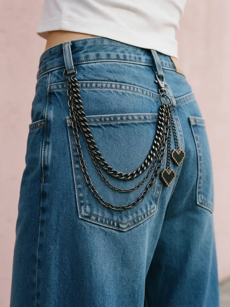 Black Layered Heart Wallet Chain