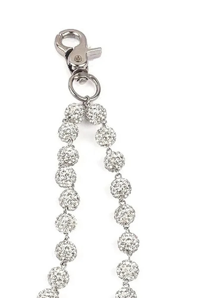 Rhinestone pants chain close-up of crystal balls and clasp