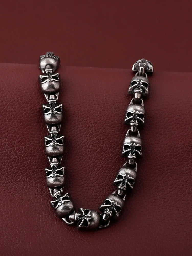 Skull pants chain close-up of iron cross skulls