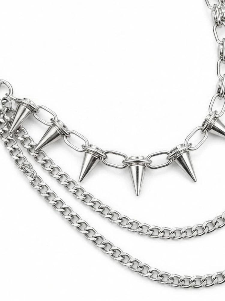 Silver Spike Layered Wallet Chain
