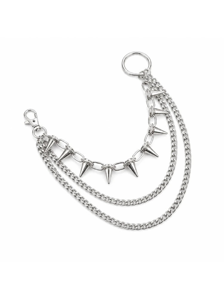 Silver Spike Layered Wallet Chain