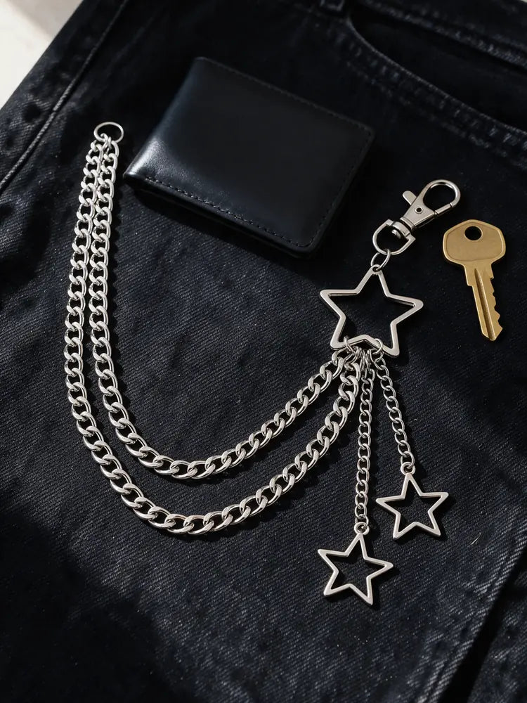Double Star Silver Wallet Chain