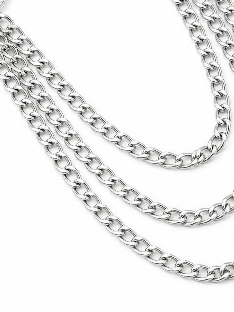 Triple Layered Silver Pants Chain