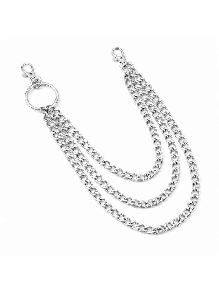 Triple Layered Silver Pants Chain