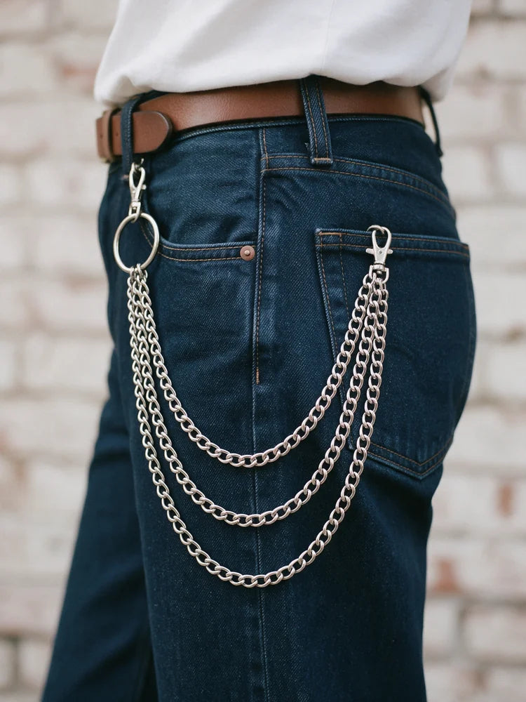 Triple Layered Silver Pants Chain